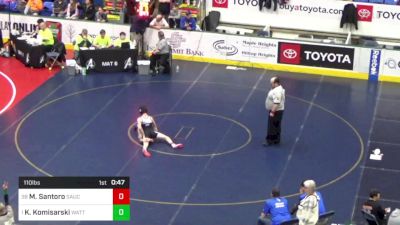 110 lbs Consi Of 16 #2 - Mack Santoro, Saucon Valley vs Kolton Komisarski, Wattsburg