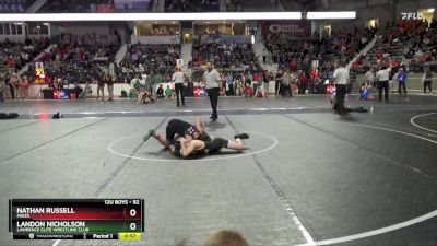 92 lbs Cons. Semi - Nathan Russell, Maize vs Landon Nicholson, Lawrence Elite Wrestling Club