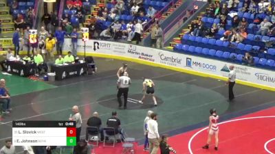 140 lbs Consi Of 16 #2 - Logan Slovick, West Allegheny vs Emery Johnson, Reynolds