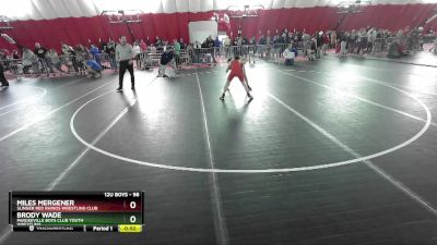 98 lbs Cons. Round 2 - Miles Mergener, Slinger Red Rhinos Wrestling Club vs Brody Wade, Pardeeville Boys Club Youth Wrestling