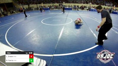 70 lbs Consi Of 8 #2 - Lane Green, Mighty Bluebirds vs Beau Farris, Oklahoma Wrestling Academy