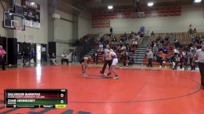 149 lbs 7th Place Match - Salvador Barintas, Cloud County Community College vs Zane Hennessey, Barton