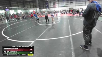 113 lbs Round 1 - Asher Anthony, Virginia Team Predator vs Kameron Dotson, Jefferson Wrestling Club - USA