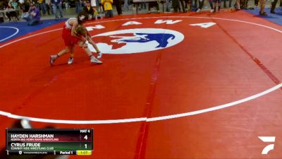 77 lbs Semifinal - Hayden Harshman, North Big Horn Rams Wrestling vs Cyrus Frude, Cowboy Kids Wrestling Club