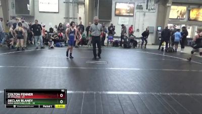 92 lbs Round 5 (6 Team) - Colton Fenner, 84 Athletes vs Declan Blaney, NOVA Wrestling Club