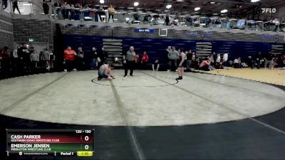 130 lbs Round 3 - Emerson Jensen, Middleton Wrestling Club vs Cash Parker, Southern Idaho Wrestling Club