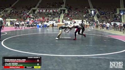 160 lbs Champ. Round 2 - Caleb Heger, Bayshore Christian School vs Rindarious Pollard, Alabama School For The Blind