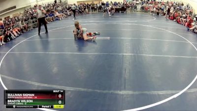 95 lbs Round 5 (6 Team) - Sullivan Sigman, South Dakota Lightning vs Bradyn Wilson, Kansas Cobras