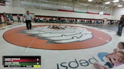 126 lbs Quarterfinal - Mason Tigner, Worland Middle School vs Jaxon Womack, Greybull MS