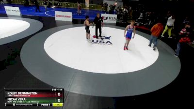 119 lbs Champ. Round 1 - Micah Vera, Beat The Streets - Los Angeles vs Kolby Dennington, Tracy Wrestling Club