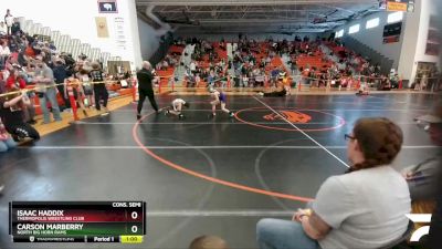 56-59 lbs Cons. Semi - Isaac Haddix, Thermopolis Wrestling Club vs Carson Marberry, North Big Horn Rams