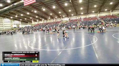 97 lbs Cons. Round 4 - Harper Newell, Wyoming Underground Wrestling vs Braelyn Arredondo, Unattached