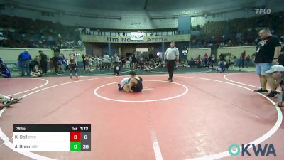 76 lbs Rr Rnd 3 - Kamden Bell, Sperry Wrestling Club vs Jett Greer, Lions Wrestling Academy