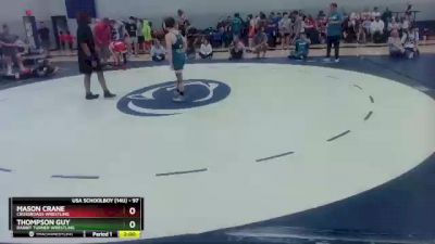 97 lbs Cons. Semi - Mason Crane, Crossroads Wrestling vs Thompson Guy, Rabbit Turner Wrestling