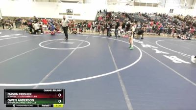 74 lbs Champ. Round 1 - Mason Mosher, Dolgeville Youth Wrestling vs Owen Anderson, Grindhouse Wrestling Club