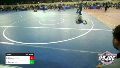 90 lbs Quarterfinal - Callen Mayberry, Bristow Youth Wrestling vs Jace Farmer, Norman Grappling Club