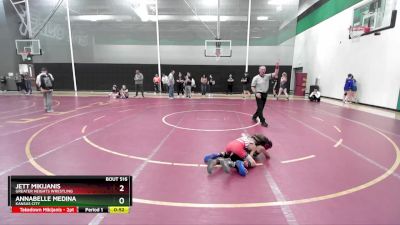 55-60 lbs Cons. Semi - Annabelle Medina, Kansas City vs Jett Mikijanis, Greater Heights Wrestling