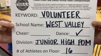 West Valley Middle School [Middle School - Pom] 2021 TSSAA Cheer & Dance Virtual State Championships
