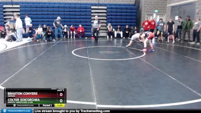 90 lbs Cons. Semi - Braxton Conyers, Suples vs Colter Goicoechea, Grizzly Wrestling Club