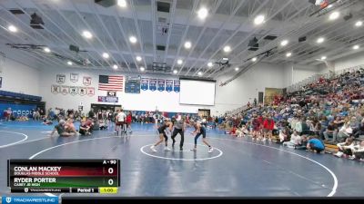 90 lbs Cons. Round 3 - Ryder Porter, Carey Jr High vs Conlan Mackey, Douglas Middle School