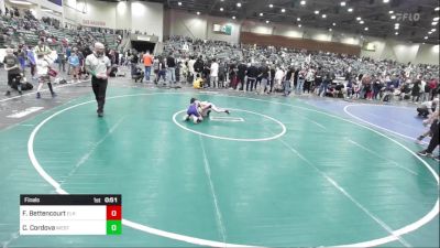 70 lbs Final - Forrest Bettencourt, Elk Grove Wr Ac vs Colt Cordova, Westside Wrestling Inc