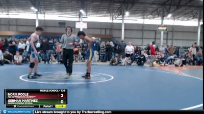 126 lbs Champ. Round 2 - German Martinez, Marsing Middle School vs Norm Poole, All In Wrestling Academy