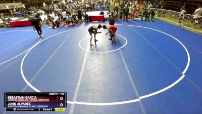 150 lbs Champ. Round 3 - Sebastian Garcia, Junipero Serra High School Wrestling vs John Alvarez, San Fernando High School Wrestling