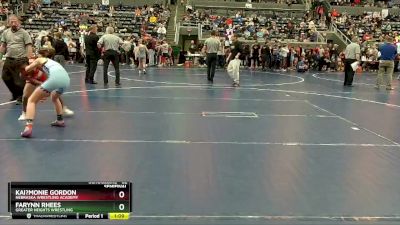 82 lbs Semifinal - Farynn Rhees, Greater Heights Wrestling vs Kai?Monie Gordon, Nebraska Wrestling Academy