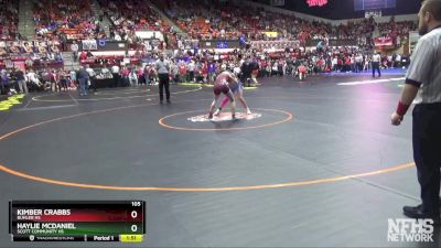 105 lbs Champ. Round 1 - Haylie McDaniel, Scott Community HS vs Kimber Crabbs, Buhler HS