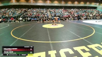 165 lbs Quarterfinal - Malahkai Berry, Shadow Ridge vs Ridge Kehr, La Grande High School