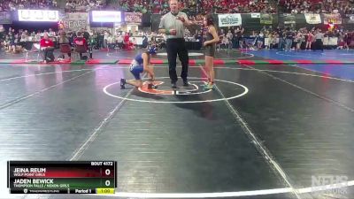 G - 100 lbs Cons. Round 2 - Jeina Reum, Wolf Point Girls vs Jaden Bewick, Thompson Falls / Noxon Girls