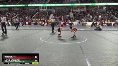 45 lbs Quarterfinal - Layne Vaughan, Bonner Springs Wrestling Club vs Mia Benitez, Juic3 Acad3my