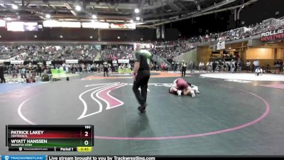 160 lbs Cons. Round 6 - Wyatt Hanssen, Wasatch Utah vs Patrick Lakey, Centennial