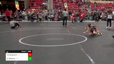 49 lbs 1st Place Match - Breez Berglund, U-Town Hammers Wrestling vs Sawyer Watkins, Hoxie Kids Wrestling Club