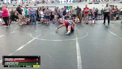 130 lbs Semis & 1st Wrestleback (8 Team) - Christian Day, Cocoa Beach WC vs Miranda Lencrerot, Glasgow WA