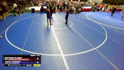 175 lbs Cons. Round 5 - Matthew Flores, Bell Gardens High School Wrestling vs Jason Valencia, Club Lucha Wrestling