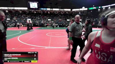 92 lbs Quarterfinal - Lillian Kendel, GIB3 vs Braylin Romshak, Unattached