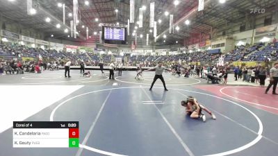 52 lbs Consi Of 4 - Klayton Candelaria, Pagosa Springs Pirates vs Kase Gouty, Pueblo County Wrestling Club