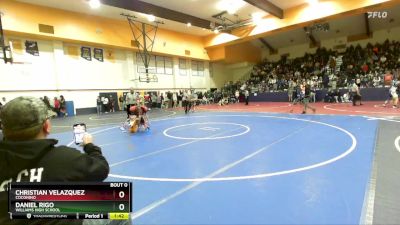 106 lbs Round 5 - Christian Velazquez, Coconino vs Daniel Rigo, Williams High School