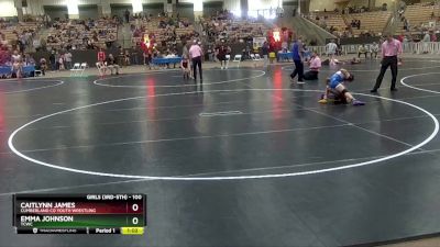 100 lbs Quarterfinal - Emma Johnson, TCWC vs Caitlynn James, Cumberland Co Youth Wrestling