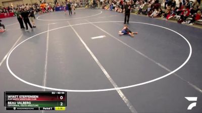 40-44 lbs Cons. Round 1 - Beau Valberg, Centennial Youth Wrestling vs Wyatt Steffensen, Flat Earth Wrestling Club