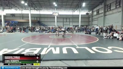 110 lbs Cons. Round 2 - Hudson Tobias, Meridian Middle School vs Coen Roberts, Lewiston Wrestling Club