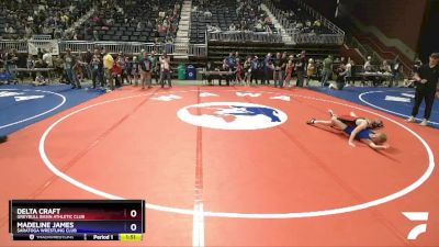 87 lbs Semifinal - Delta Craft, Greybull Basin Athletic Club vs Madeline James, Saratoga Wrestling Club