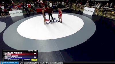 145 lbs Champ. Round 2 - Santiago Pacheco, California vs Gabriel Lemos, Temecula Valley High School Wrestling