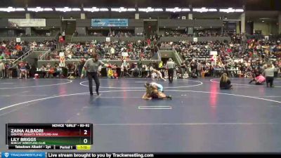 83-92 lbs Round 3 - Zaina Albadri, Greater Heights Wrestling-AAA vs Lily Briggs, Bobcat Wrestling Club