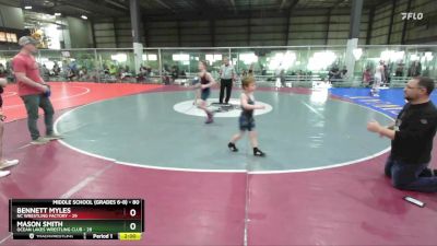 80 lbs Cons. Round 2 - Bennett Myles, NC Wrestling Factory vs Mason Smith, Ocean Lakes Wrestling Club