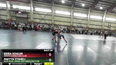 120 lbs Quarterfinal - Keira Kohler, Wasatch Wrestling Club vs Paetyn Staheli, Bear River Junior High Wrestling Club