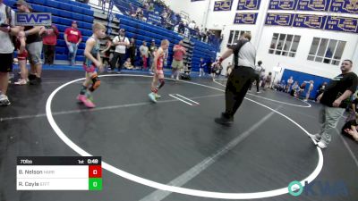 70 lbs Final - Boston Nelson, Harrah Little League Wrestling vs Rowan Coyle, Standfast