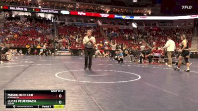 2A-215 lbs Champ. Round 2 - Mason Koehler, Glenwood vs Lucas Feuerbach, Solon