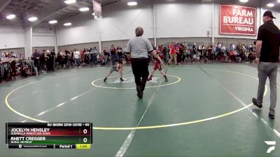 40 lbs Cons. Semi - Jocelyn Hensley, Guerrilla Wrestling (GWA) vs Rhett Cregger, Rural Retreat